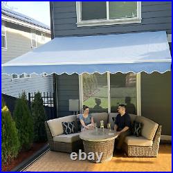 ALEKO Motorized Retractable 16 x 10 feet Home Patio Awning Sunshade Sky Blue