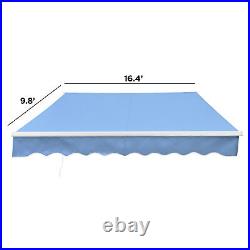 ALEKO Motorized Retractable 16 x 10 feet Home Patio Awning Sunshade Sky Blue