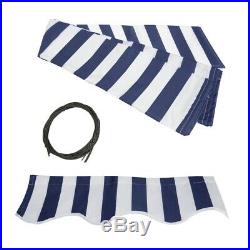 ALEKO Motorized Retractable Patio Awning 16 X 10 Ft Blue and White Stripe