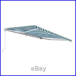 ALEKO Motorized Retractable Patio Awning 16 X 10 Ft Blue and White Stripe