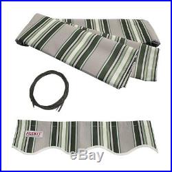 ALEKO Motorized Retractable Patio Awning 16 X 10 Ft Multistripe Green Color