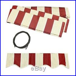 ALEKO Motorized Retractable Patio Awning 16 X 10 Ft Multistripe Red Color