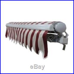 ALEKO Motorized Retractable Patio Awning 20 X 10 Ft Multistripe Red Color