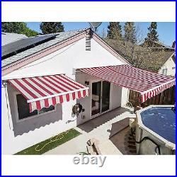ALEKO Motorized Retractable Patio Awning 20 X 10 Ft Multistripe Red Color