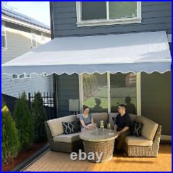 ALEKO Retractable Home Patio 12 x 10 feet Awning Silver Gray Canopy Sunshade