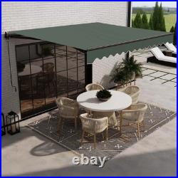 ALEKO Retractable Home Patio 13 x 10 feet Awning Green Canopy Black Frame