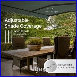 ALEKO Retractable Home Patio 13 x 10 feet Awning Green Canopy Black Frame