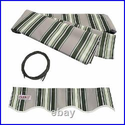 ALEKO Retractable Patio Awning 10 X 8 Ft Deck Sunshade Multistripe Green Color