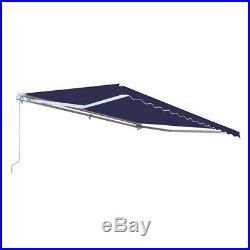 ALEKO Retractable Patio Awning 12 X 10 Ft Deck Sunshade Blue Color