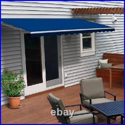 ALEKO Retractable Patio Awning 13' X 10' Deck Sunshade Yard Canopy Blue