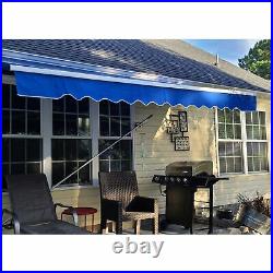ALEKO Retractable Patio Awning 13' X 10' Deck Sunshade Yard Canopy Blue