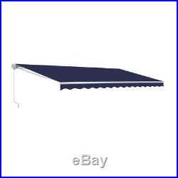 ALEKO Retractable Patio Awning 13 X 10 Ft Deck Sunshade Canopy Blue Color