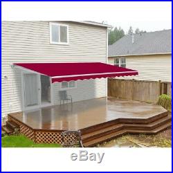 ALEKO Retractable Patio Awning 13 X 10 Ft Deck Sunshade Canopy Burgundy Color