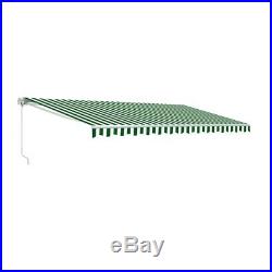 ALEKO Retractable Patio Awning 13 X 10 Ft Deck Sunshade Green and White Stripe