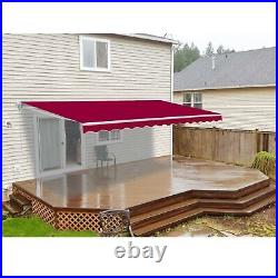 ALEKO Retractable Patio Awning 8 X 6.5 Ft Deck Sunshade Burgundy Color