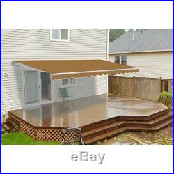 ALEKO Retractable Patio Waterproof Awning 12 X 10 Ft Deck Sunshade Sand Color
