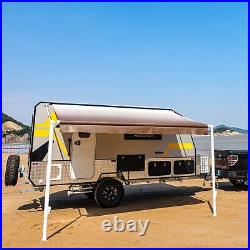 ALEKO Retractable RV Awning 20X8 ft Patio Camping Vinyl Waterproof Canopy Brown