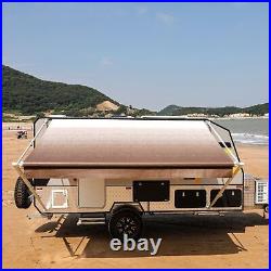 ALEKO Retractable RV Awning 20X8 ft Patio Camping Vinyl Waterproof Canopy Brown