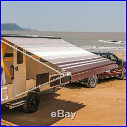 ALEKO Retractable RV or Home Patio Canopy Awning 20Ft X 8Ft Brown Stripes Color