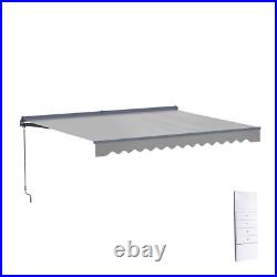 ALEKO Semi-Cassette Motorized LED Retractable 12x10 ft Patio Awning Silver Gray