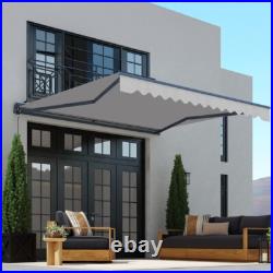 ALEKO Semi-Cassette Motorized LED Retractable 12x10 ft Patio Awning Silver Gray