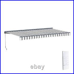 ALEKO Semi-Cassette Motorized LED Retractable 16x10 ft Patio Awning Grey/White