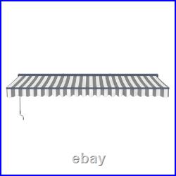 ALEKO Semi-Cassette Motorized LED Retractable 16x10 ft Patio Awning Grey/White