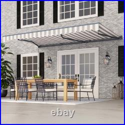 ALEKO Semi-Cassette Motorized LED Retractable 16x10 ft Patio Awning Grey/White