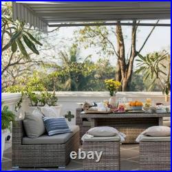 ALEKO Semi-Cassette Motorized LED Retractable 16x10 ft Patio Awning Grey/White