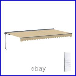 ALEKO Semi-Cassette Motorized LED Retractable 20x10 ft Patio Awning Canopy Sand