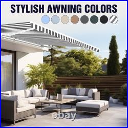 ALEKO Semi-Cassette Motorized LED Retractable 20x10 ft Patio Awning Canopy Sand