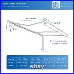 ALEKO Semi-Cassette Motorized LED Retractable 20x10 ft Patio Awning Canopy Sand