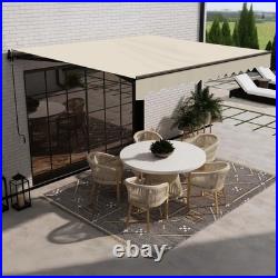 ALEKO Sunshade Black Frame Retractable Home Patio Canopy Awning 12 x 10 ft Ivory