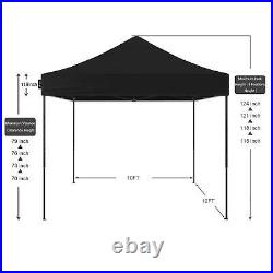 AMERICAN PHOENIX 10x10 Ft Black Pop Up Canopy Tent Portable Instant Sun Shelter