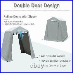 All-Season 6.8x6.1 Ft Outdoor Carport Portable Shed w Roll-Up Zipper Doors Vents