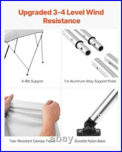Aluminum Bimini Top for Boats 600D PU1000 Fabric, Wind-Resistant to 45mph, 96L