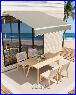 Aluminum Front Awning 10x8FT Retractable Patio Awning for Backyard Deck Balcony