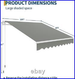 Aluminum Front Awning 10x8FT Retractable Patio Awning for Backyard Deck Balcony