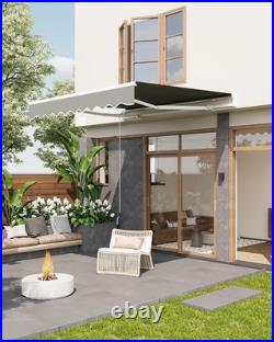 Aluminum Front Awning 10x8FT Retractable Patio Awning for Backyard Deck Balcony