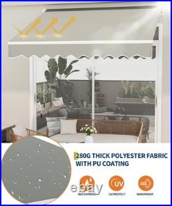 Aluminum Front Awning 10x8FT Retractable Patio Awning for Backyard Deck Balcony
