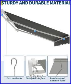 Aluminum Front Awning 10x8FT Retractable Patio Awning for Backyard Deck Balcony