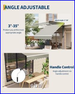 Aluminum Front Awning 10x8FT Retractable Patio Awning for Backyard Deck Balcony