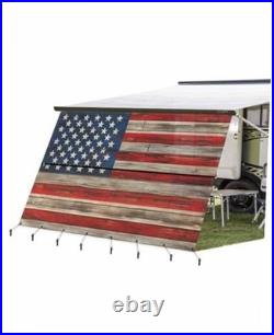 American Flag RV Awning Sun Shade Screen 9' x 15'3, 9 x 15.3 Ft Red Blue Brown