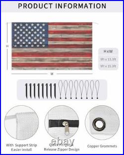 American Flag RV Awning Sun Shade Screen 9' x 15'3, 9 x 15.3 Ft Red Blue Brown