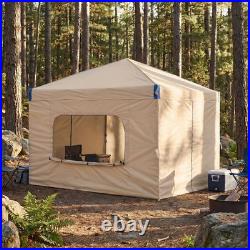 Aoodor 12'x12' Pop Up Canopy Tent Portable Shade Canopy with Sidewall Beige