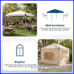 Aoodor 12'x12' Pop Up Canopy Tent Portable Shade Canopy with Sidewall Beige