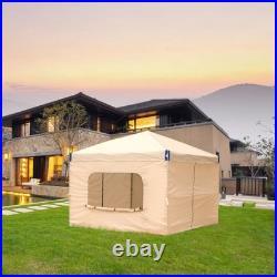 Aoodor 12'x12' Pop Up Canopy Tent Portable Shade Canopy with Sidewall Beige