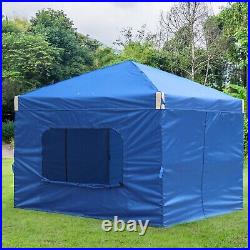 Aoodor 12'x12' Pop Up Canopy Tent Portable Shade Canopy with Sidewall-Blue