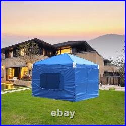 Aoodor 12'x12' Pop Up Canopy Tent Portable Shade Canopy with Sidewall-Blue