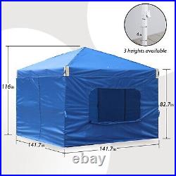 Aoodor 12'x12' Pop Up Canopy Tent Portable Shade Canopy with Sidewall-Blue